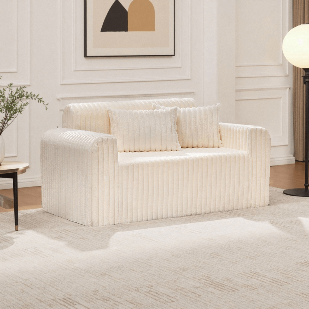 2-Seater Foam Sofa Loveseat for Small Spaces Comfy Sofa with Pillows for Living Room