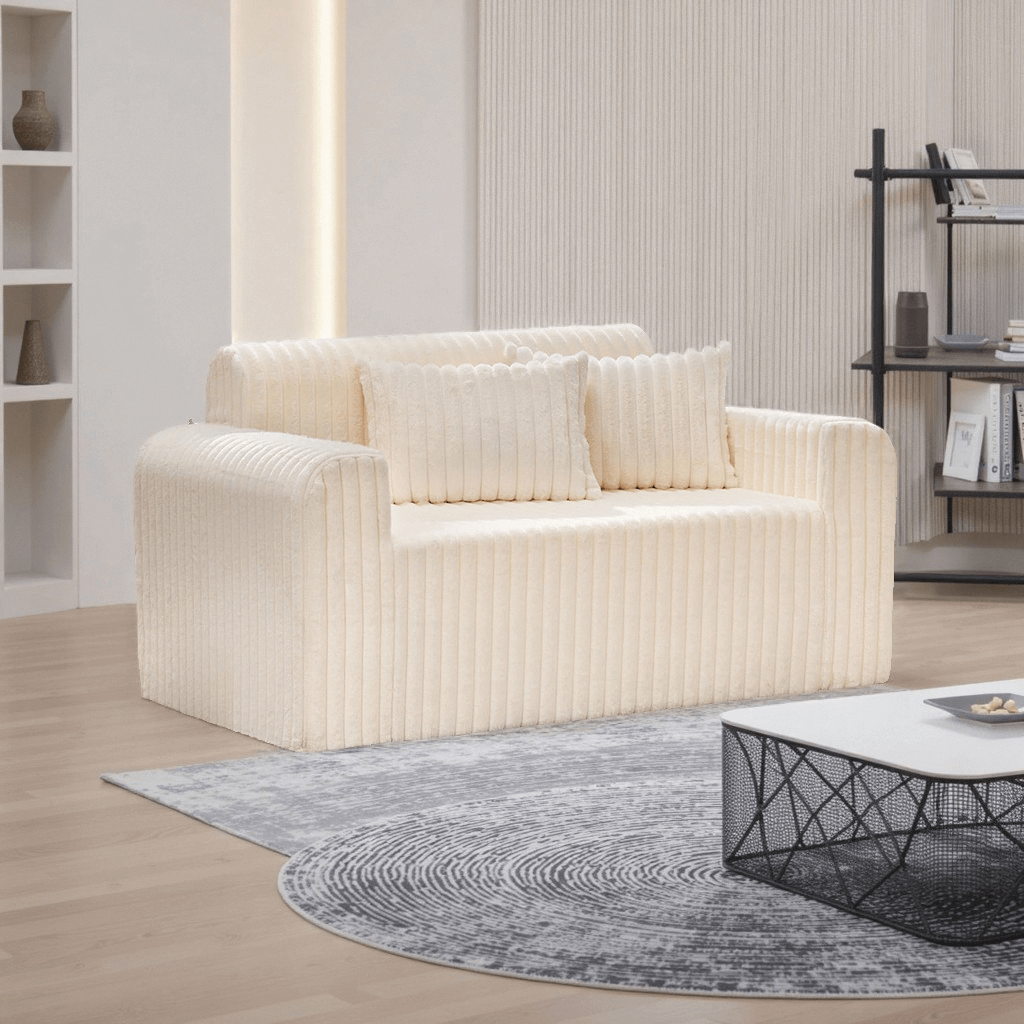 2-Seater Foam Sofa Loveseat for Small Spaces Comfy Sofa with Pillows for Living Room