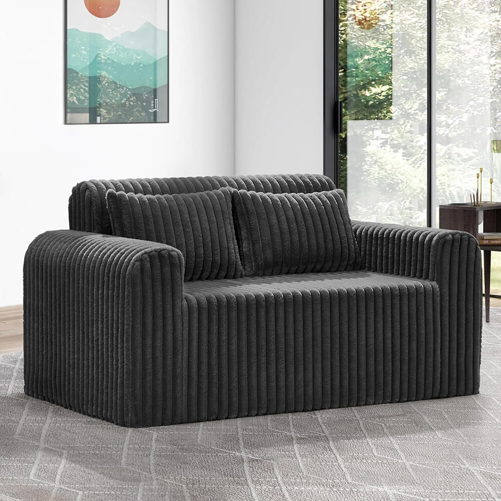 2-Seater Foam Sofa Loveseat for Small Spaces Comfy Sofa with Pillows for Living Room