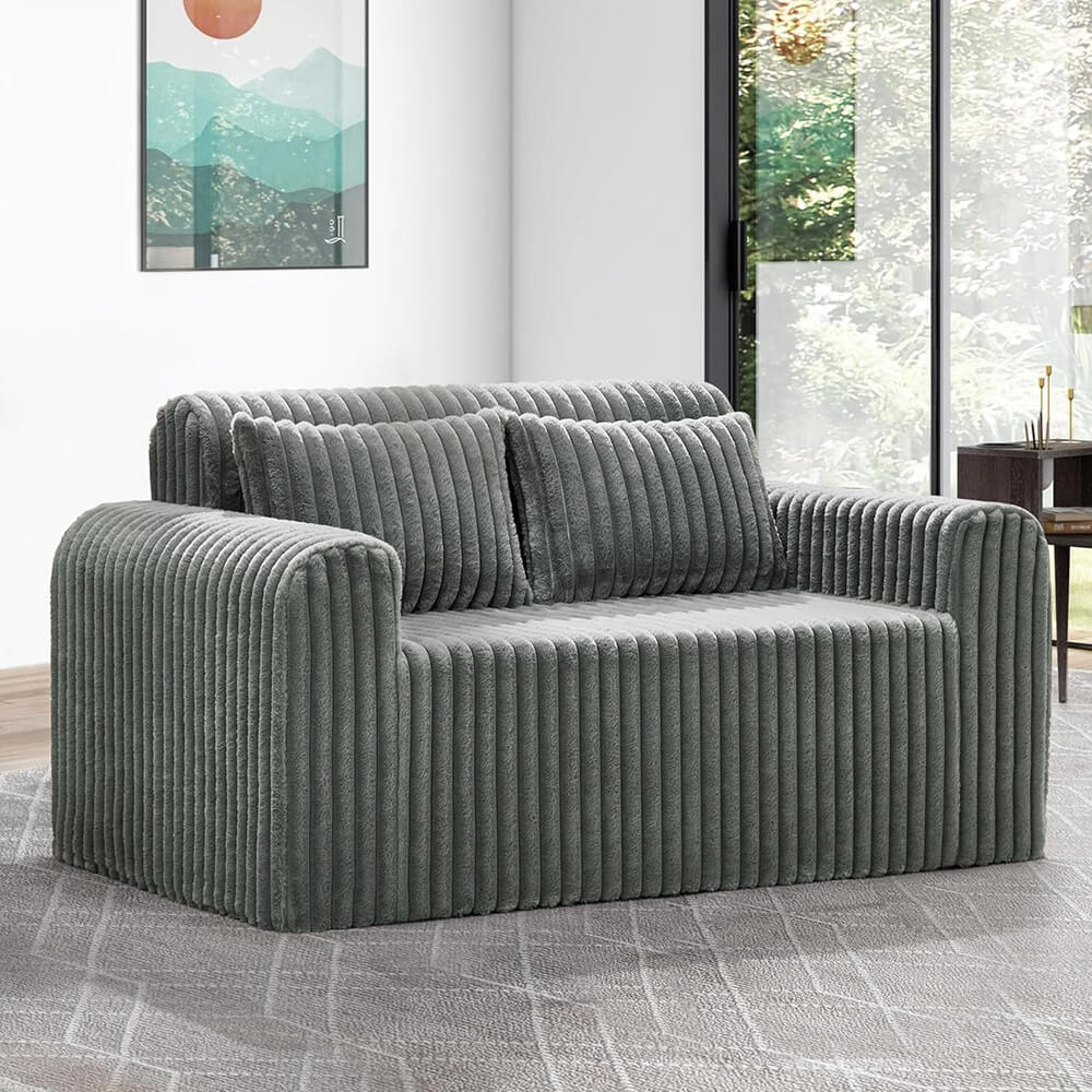 2-Seater Foam Sofa Loveseat for Small Spaces Comfy Sofa with Pillows for Living Room