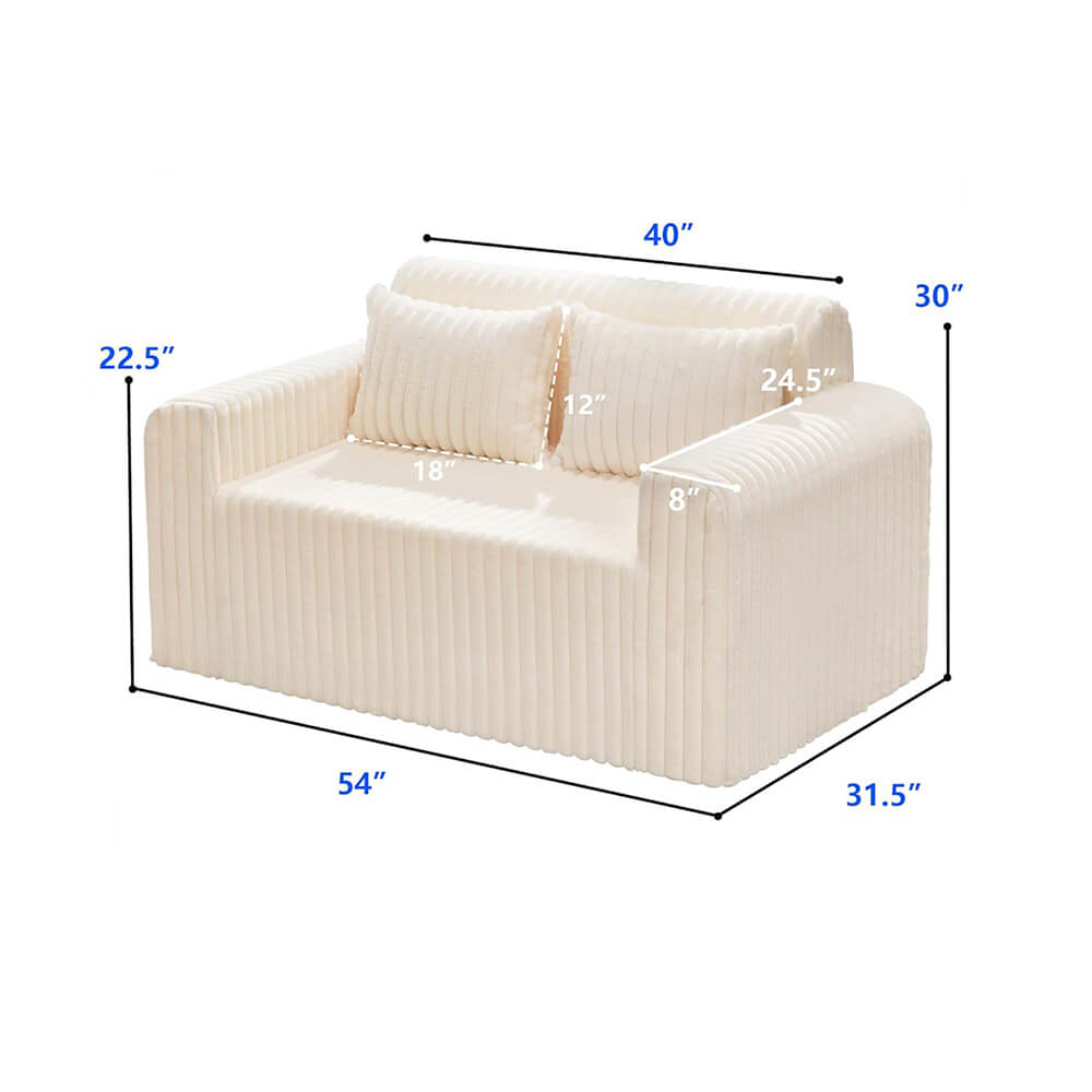 2-Seater Foam Sofa Loveseat for Small Spaces Comfy Sofa with Pillows for Living Room