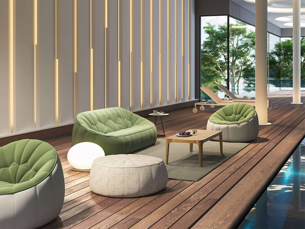 2-Seater Sofa and Lounge Chair Ottoman Loveseat