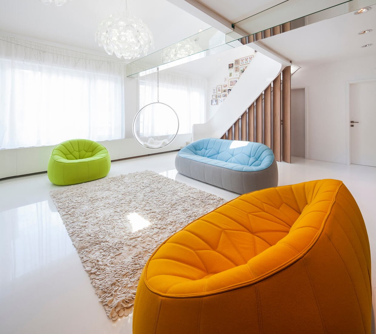 2-Seater Sofa and Lounge Chair Ottoman Loveseat