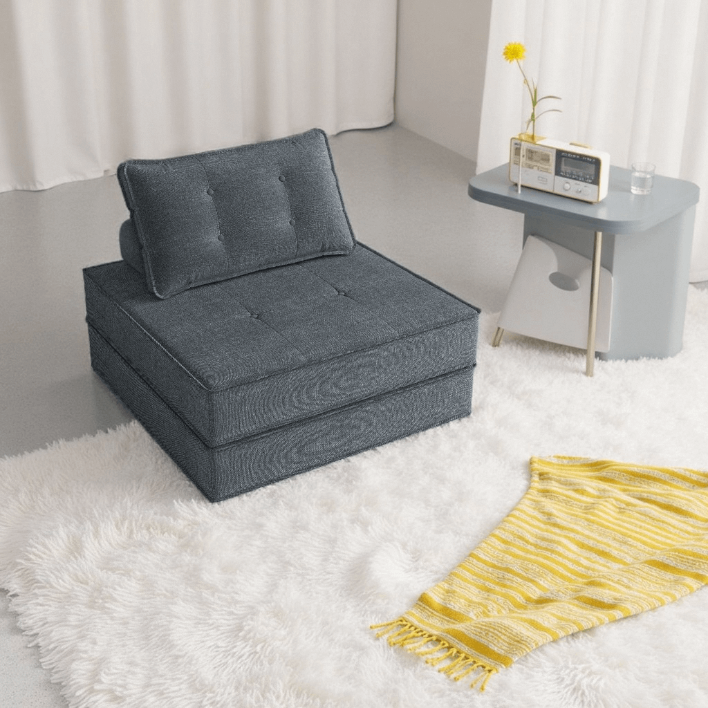 2 in 1 Floor Couch, Chaise Lounge Sleeper with Pull Out Bed, Comfy Compressed Boneless Sofa