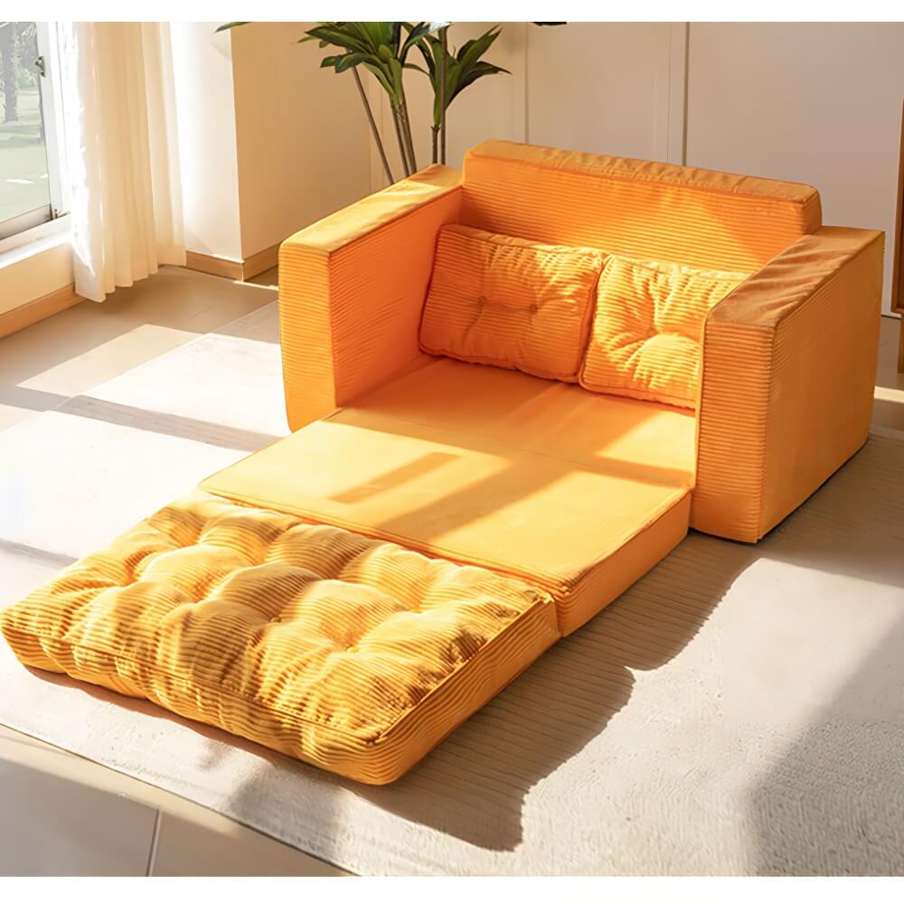 2 in 1 Folding Loveseat Boneless Couch, Fold Out Floor Couch with Pillows for Living Room Bedroom Lounge