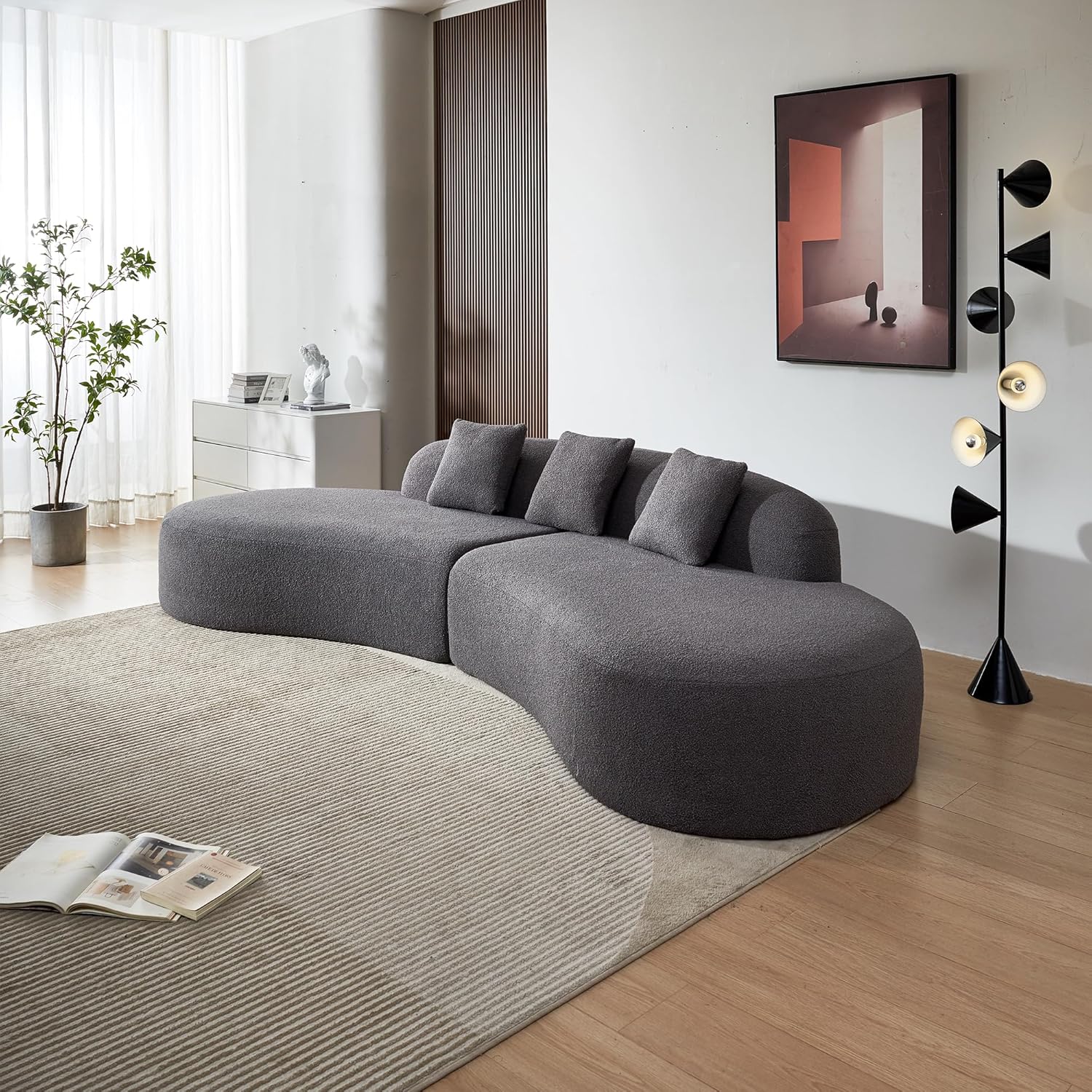 Modern Curved Sectional Sofa, Comfortable Upholstered Foam-Filled Sectional Sofa Couch