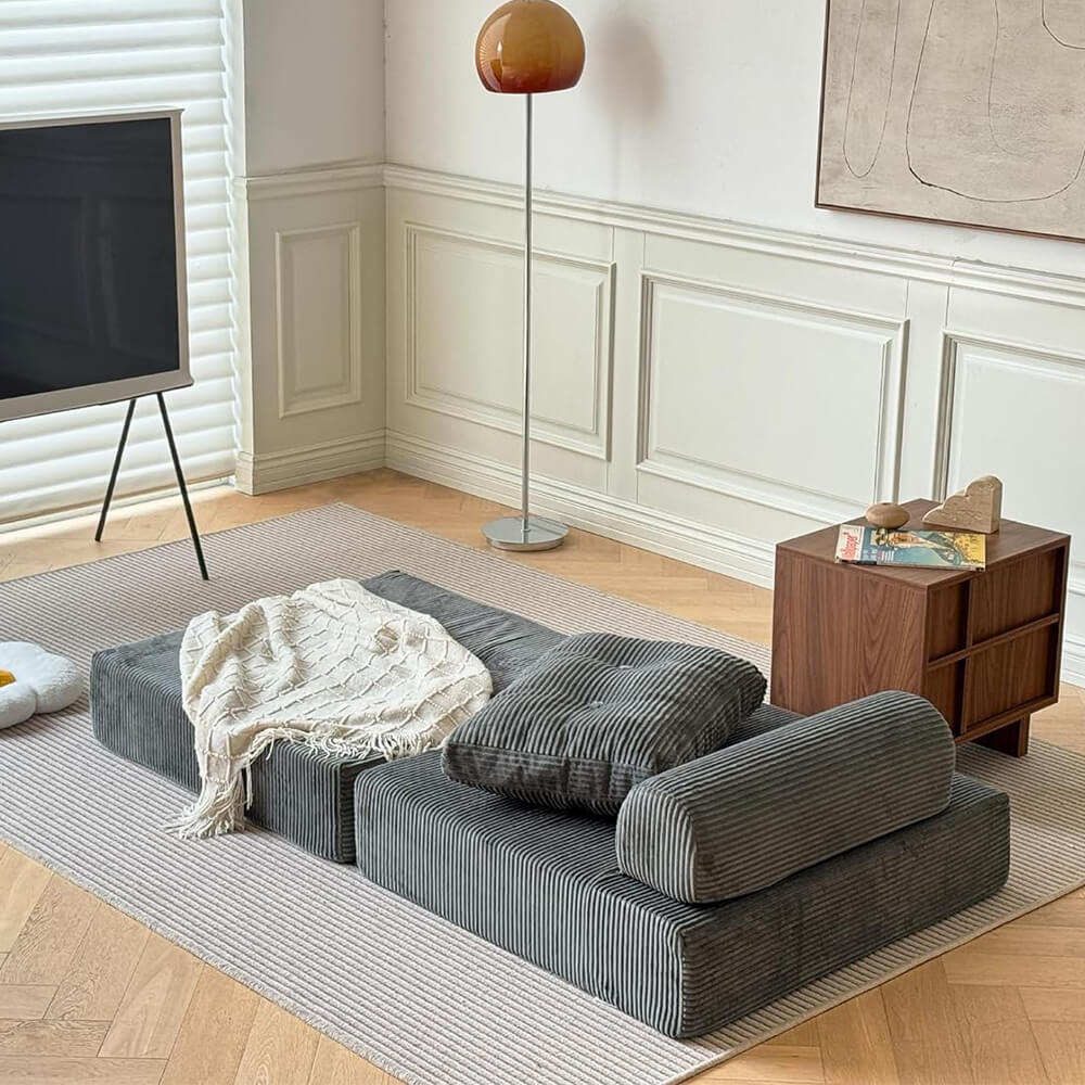 Armless Foam Floor Sofa, Sleeper Floor Couch for Living Room and Bedroom