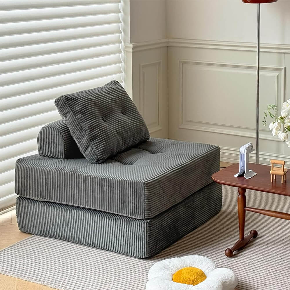 Armless Foam Floor Sofa, Sleeper Floor Couch for Living Room and Bedroom