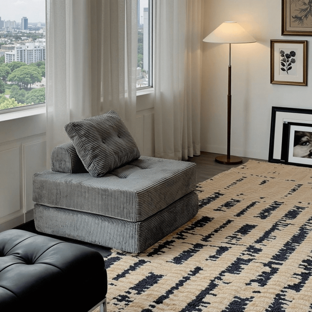 Armless Foam Floor Sofa, Sleeper Floor Couch for Living Room and Bedroom