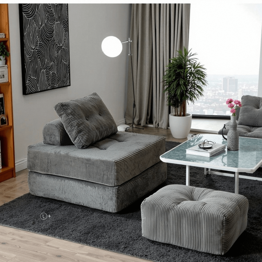 Armless Foam Floor Sofa, Sleeper Floor Couch for Living Room and Bedroom
