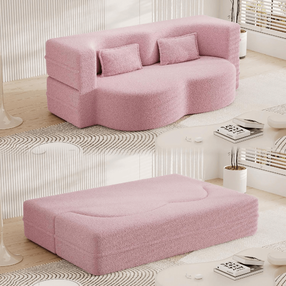 Folding Boneless Sofa Bed Queen, 2-in-1 Convertible Foam Compressed Sofa