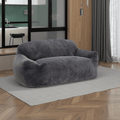 Loveseats Couch Foam Stuffed Floor Sofa with Soft Faux Fur Cover & Wide Armrests
