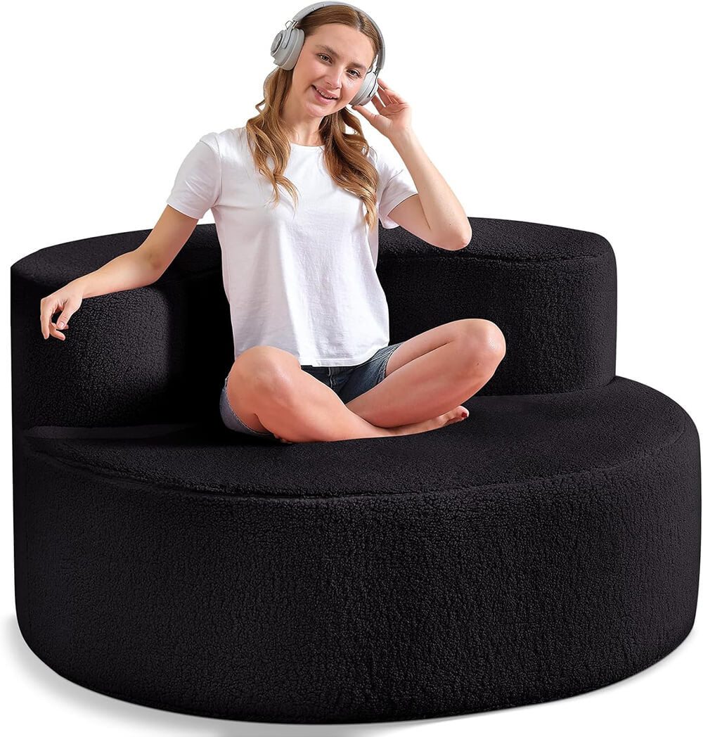 Deep Seat Circle Single Cloud Sofa O-Shape Chair for Living Room, Bedroom Apartment, Office