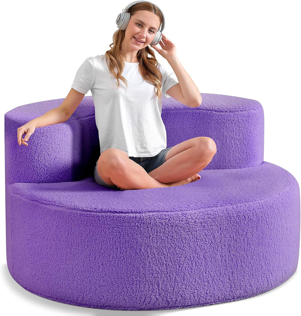 Deep Seat Circle Single Cloud Sofa O-Shape Chair for Living Room, Bedroom Apartment, Office
