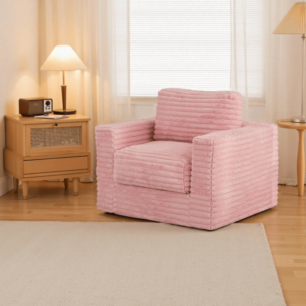 Boneless Chaise Lounge with Pillows and Armrests Chair Bean Bag Couch for Bedroom Living Room