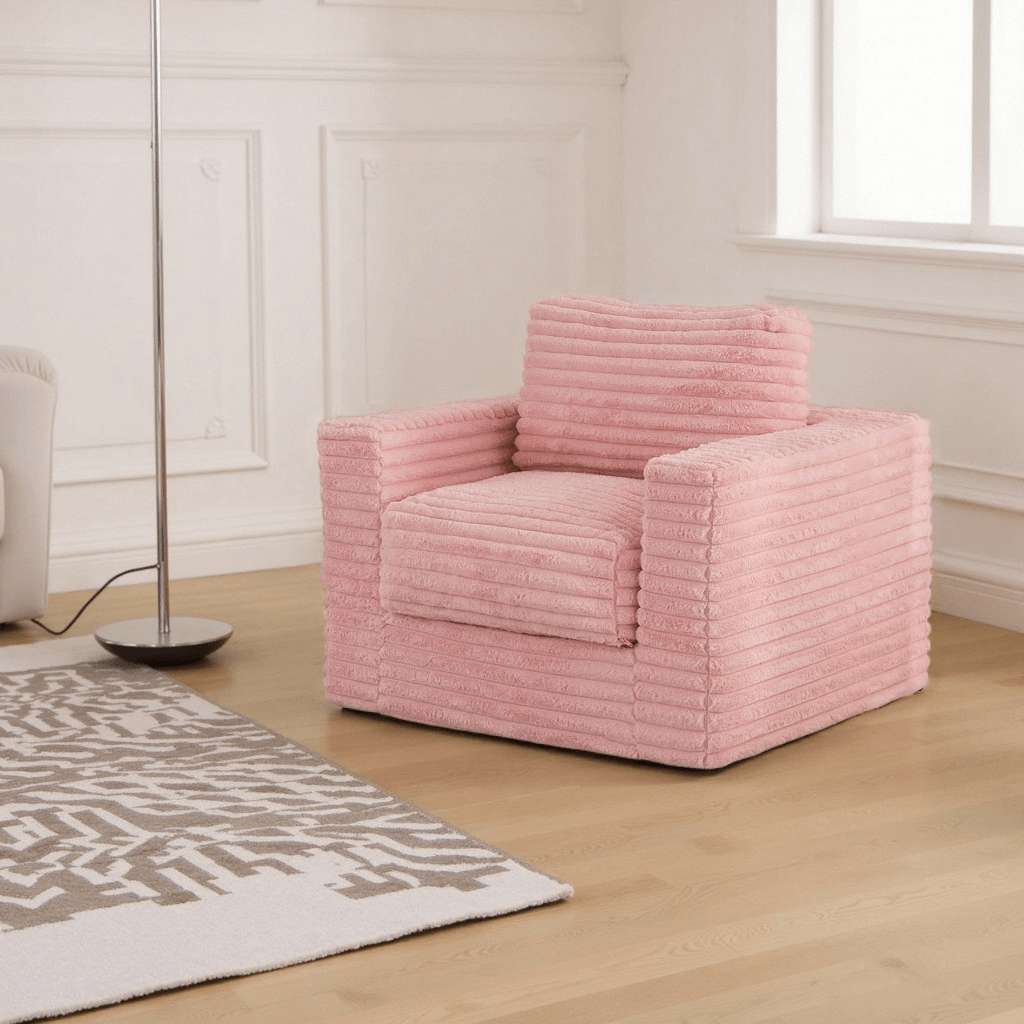 Boneless Chaise Lounge with Pillows and Armrests Chair Bean Bag Couch for Bedroom Living Room