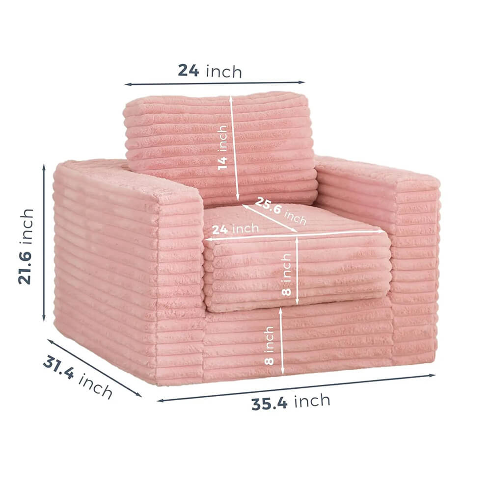 Boneless Chaise Lounge with Pillows and Armrests Chair Bean Bag Couch for Bedroom Living Room