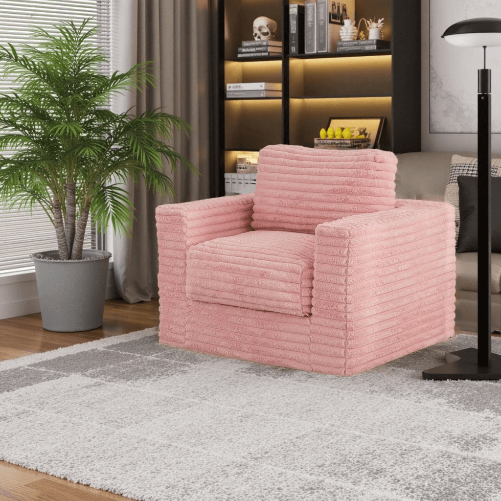 Boneless Chaise Lounge with Pillows and Armrests Chair Bean Bag Couch for Bedroom Living Room