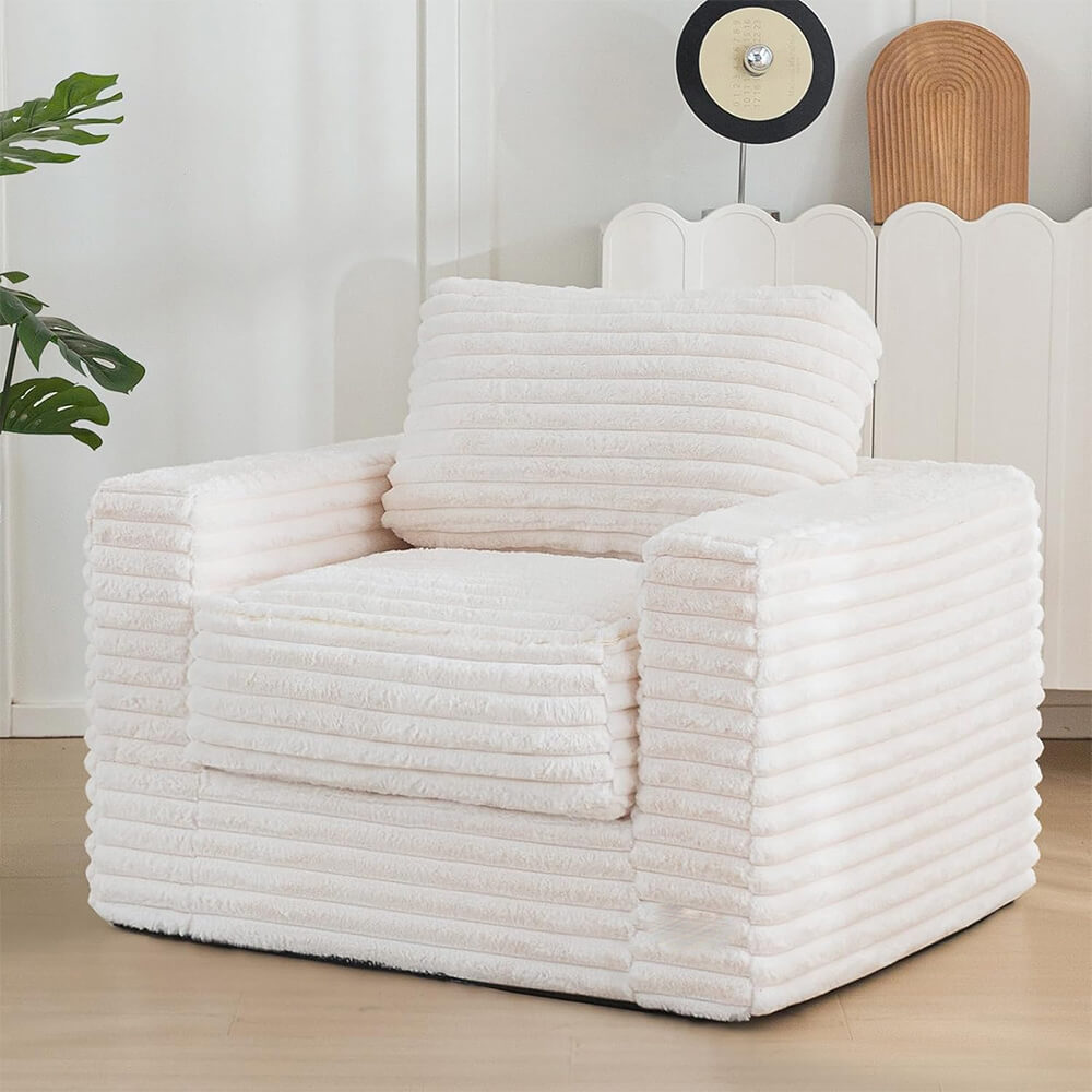 Boneless Chaise Lounge with Pillows and Armrests Chair Bean Bag Couch for Bedroom Living Room