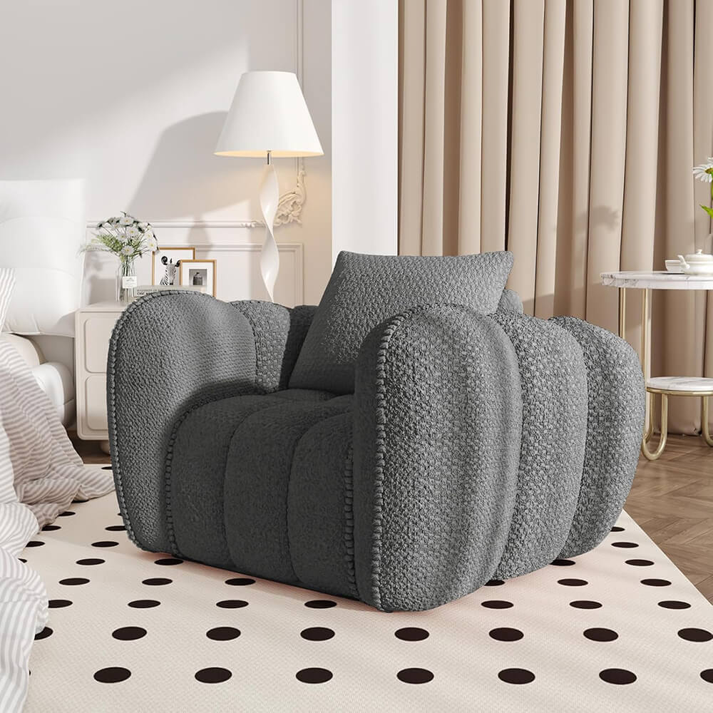 Adults Chaise Lounge Memory Foam Chaise Lounge Chair Filler Faux Fur Fireside Lazy Sofa for Living Room