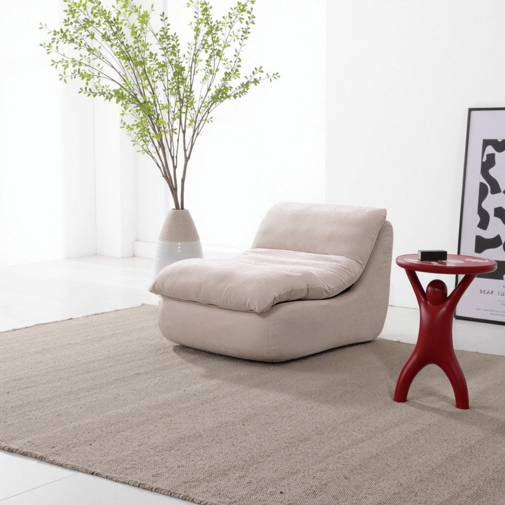 Chaise Lounge Sofa Chair Indoor, Upholstered Plush Corduroy Boneless Lounge Couch