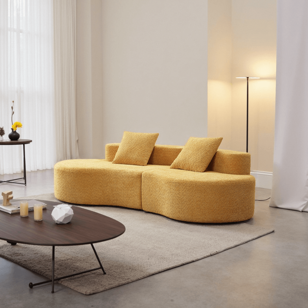 Modern Curved Sofa Couch, Unique Cashew Curved Sofa Couch