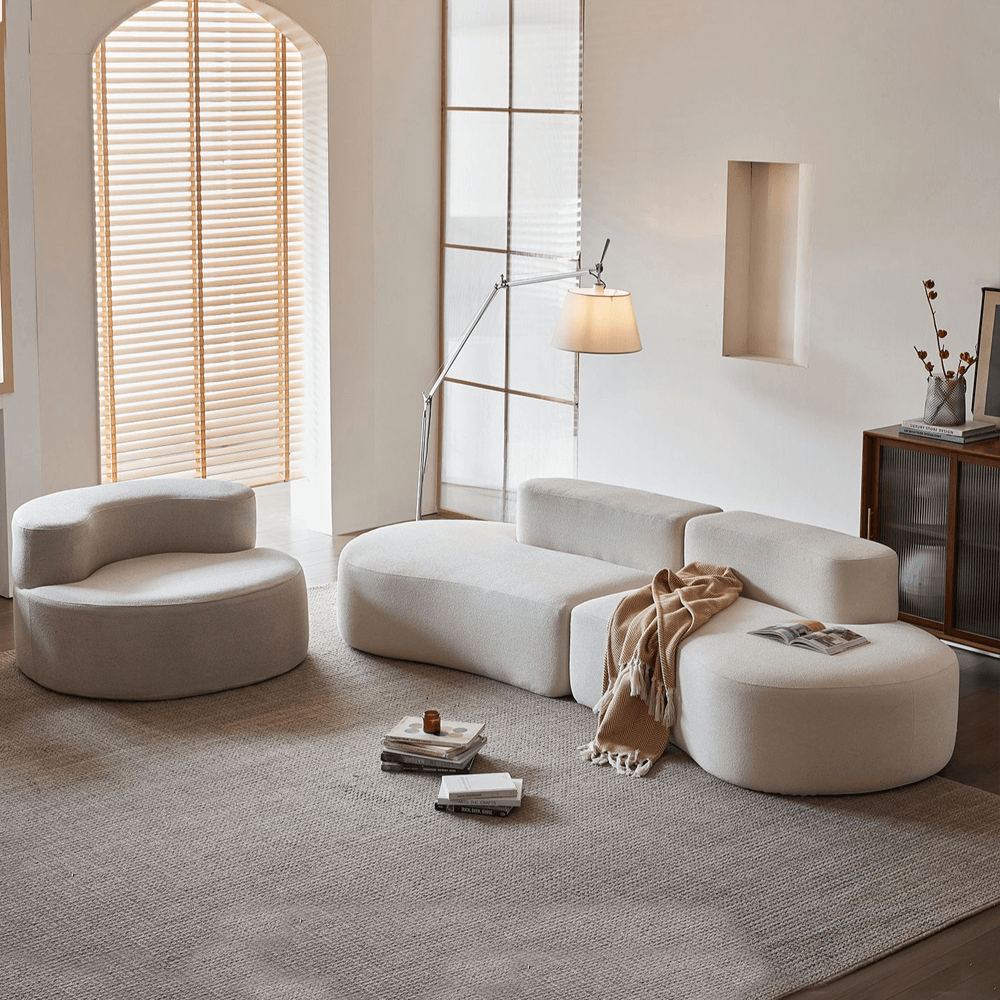 Modern Curved Sofa Couch, Unique Cashew Curved Sofa Couch