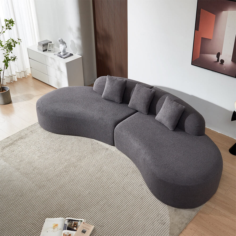 Modern Curved Sofa Couch, Unique Cashew Curved Sofa Couch
