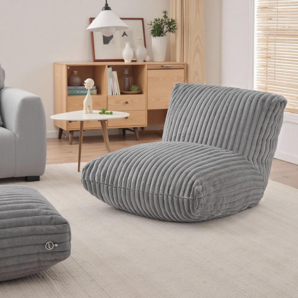 Bean Bag Chair for Adults, Giant Bean Bag Sofa,Bean Bag Couch Floor Sofa with Soft Faux Fur Cover & Wide Armrests Big BeanBag Lazy Sofa for Bedroom