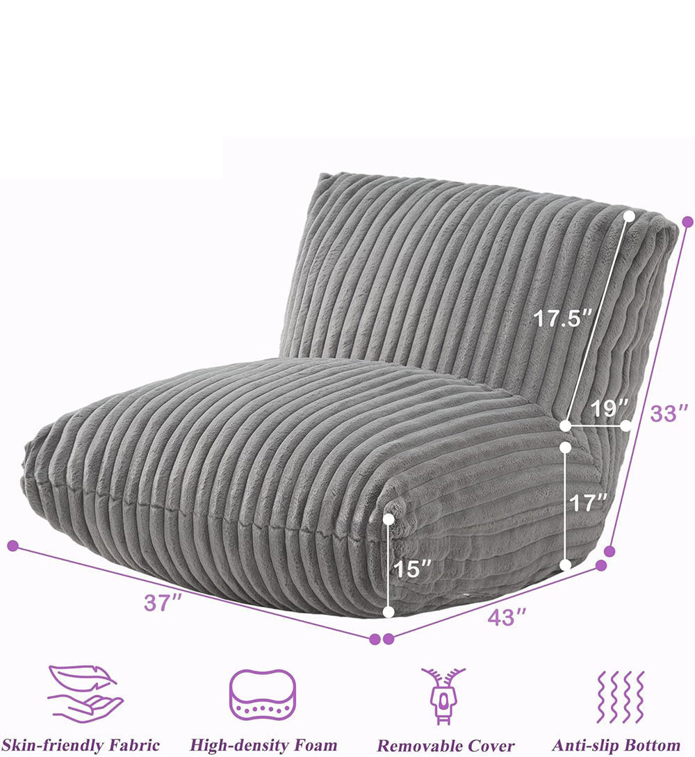 Bean Bag Chair for Adults, Giant Bean Bag Sofa,Bean Bag Couch Floor Sofa with Soft Faux Fur Cover & Wide Armrests Big BeanBag Lazy Sofa for Bedroom