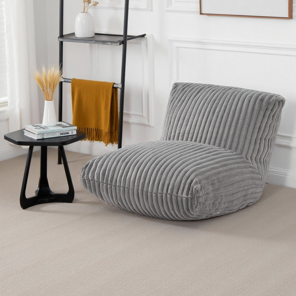 Bean Bag Chair for Adults, Giant Bean Bag Sofa,Bean Bag Couch Floor Sofa with Soft Faux Fur Cover & Wide Armrests Big BeanBag Lazy Sofa for Bedroom