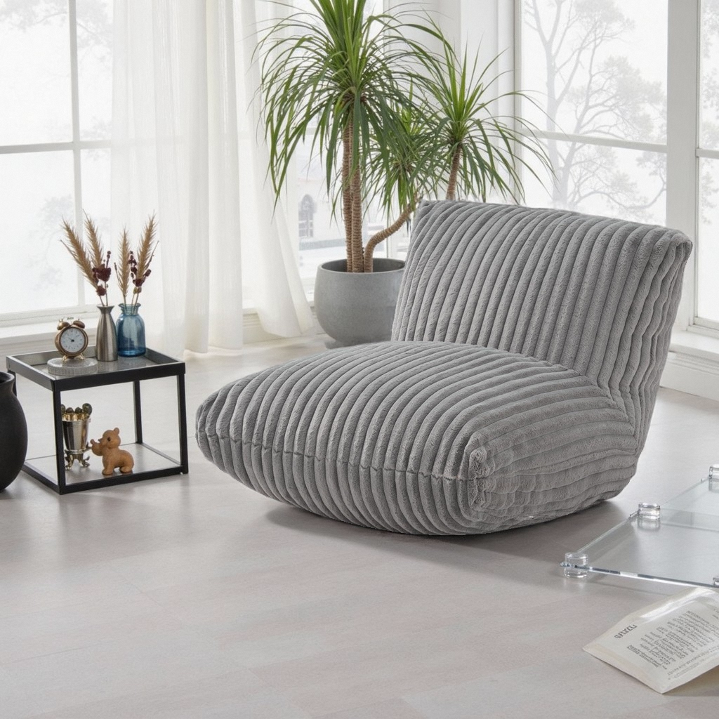 Bean Bag Chair for Adults, Giant Bean Bag Sofa,Bean Bag Couch Floor Sofa with Soft Faux Fur Cover & Wide Armrests Big BeanBag Lazy Sofa for Bedroom