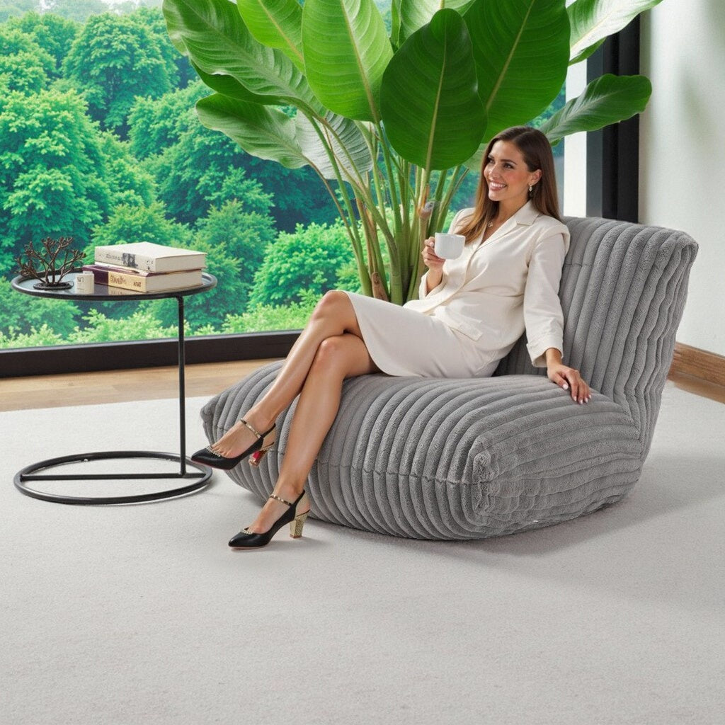 Bean Bag Chair for Adults, Giant Bean Bag Sofa,Bean Bag Couch Floor Sofa with Soft Faux Fur Cover & Wide Armrests Big BeanBag Lazy Sofa for Bedroom