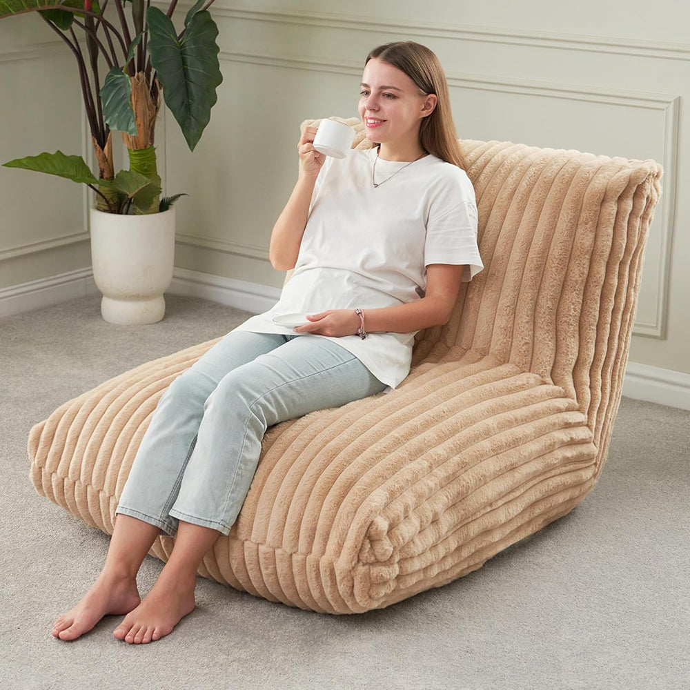 Bean Bag Chair for Adults, Giant Bean Bag Sofa,Bean Bag Couch Floor Sofa with Soft Faux Fur Cover & Wide Armrests Big BeanBag Lazy Sofa for Bedroom