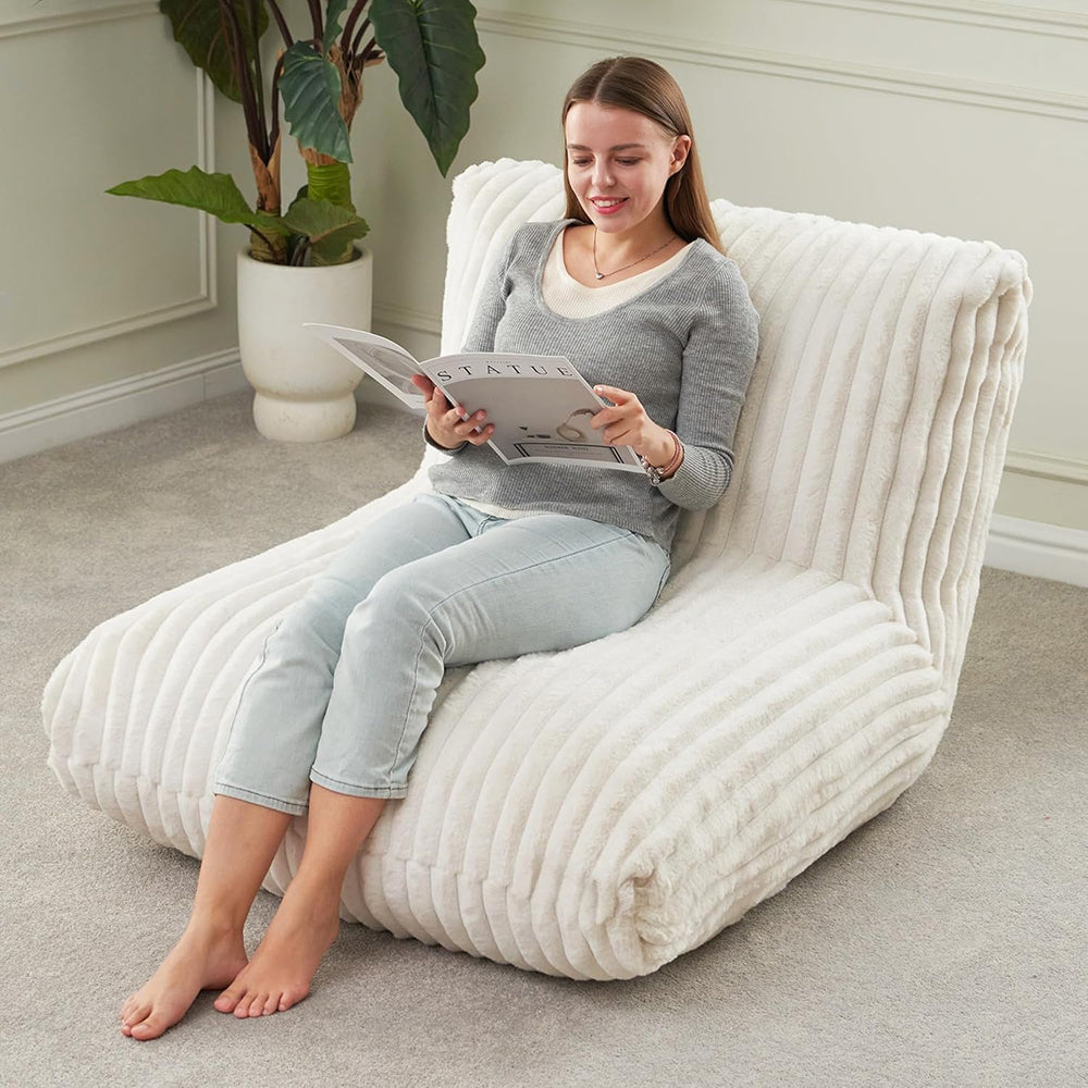 Bean Bag Chair for Adults, Giant Bean Bag Sofa,Bean Bag Couch Floor Sofa with Soft Faux Fur Cover & Wide Armrests Big BeanBag Lazy Sofa for Bedroom