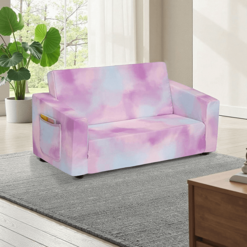 2-in-1 Extra Wide Convertible Sofa to Lounger-Comfy Flip Open Couch Sleeper for Kids