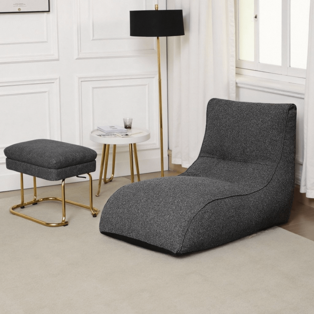 Compressible Single Couch Lounger Bean Bag with Memory Foam Filled for Living Room, Bedroom or Balcony