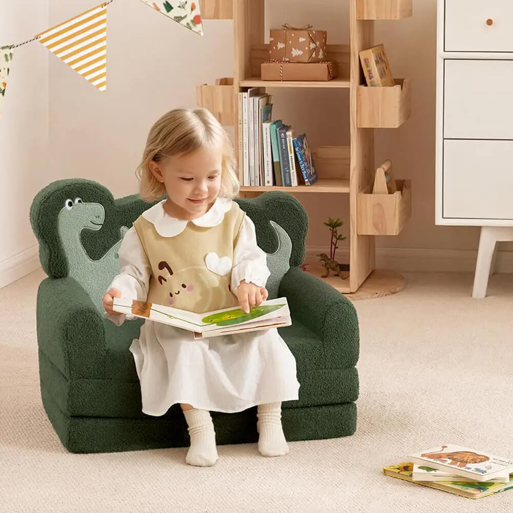 2-in-1 Toddler Chair Comfy, Convertible Sofa to Lounger, Kids Furniture for Playroom, Gift for Birthday, Children's Day