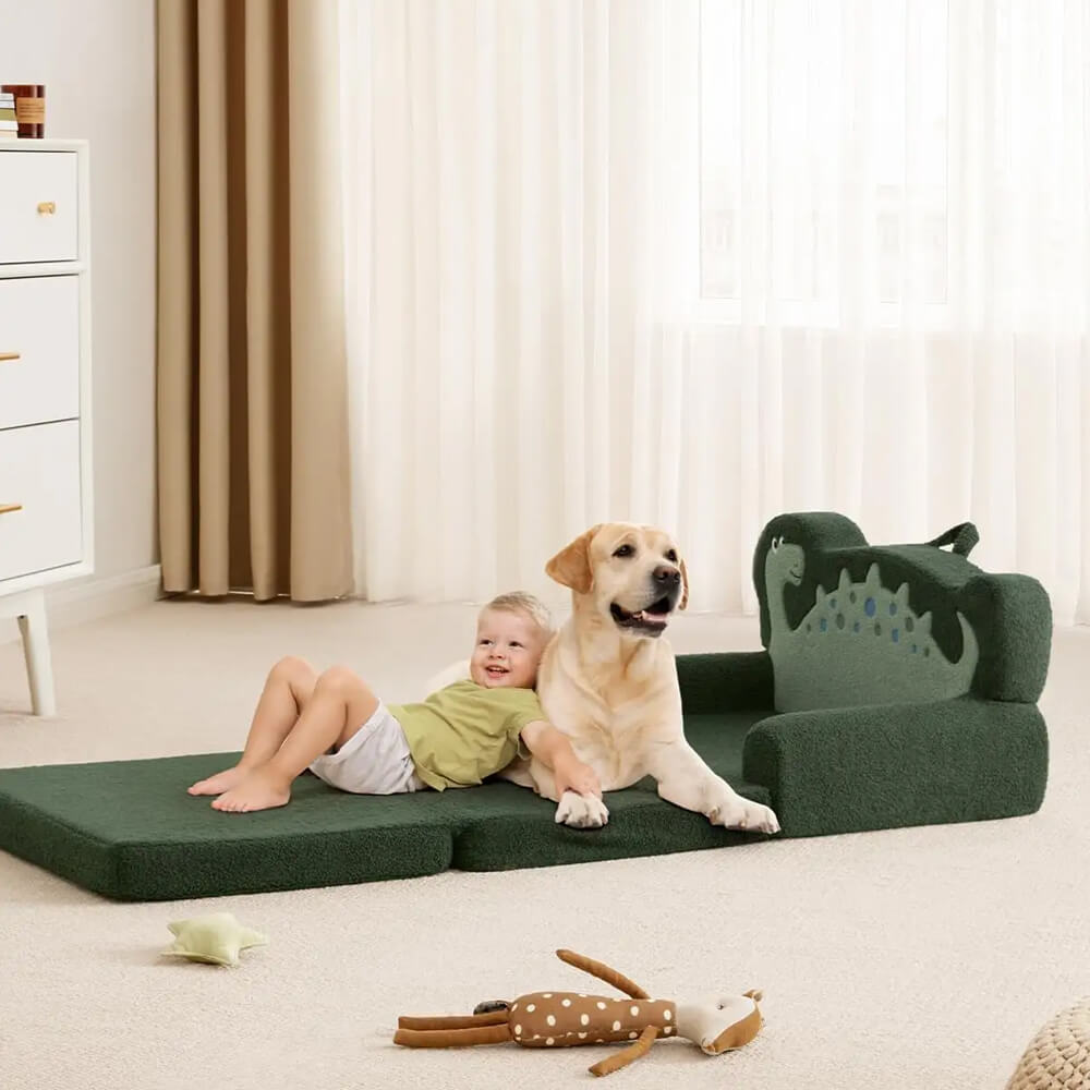 2-in-1 Toddler Chair Comfy, Convertible Sofa to Lounger, Kids Furniture for Playroom, Gift for Birthday, Children's Day