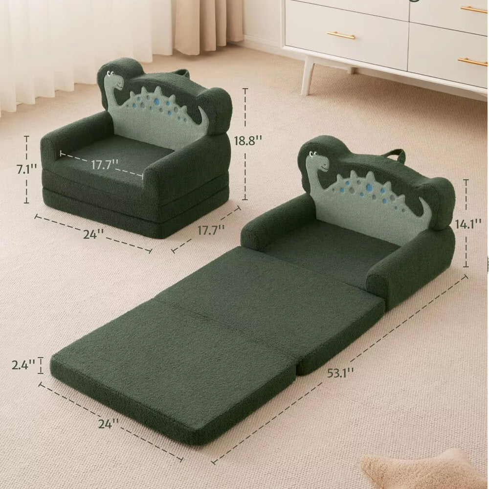 2-in-1 Toddler Chair Comfy, Convertible Sofa to Lounger, Kids Furniture for Playroom, Gift for Birthday, Children's Day