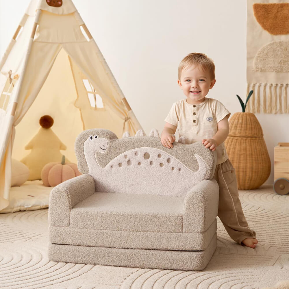 2-in-1 Toddler Chair Comfy, Convertible Sofa to Lounger, Kids Furniture for Playroom, Gift for Birthday, Children's Day