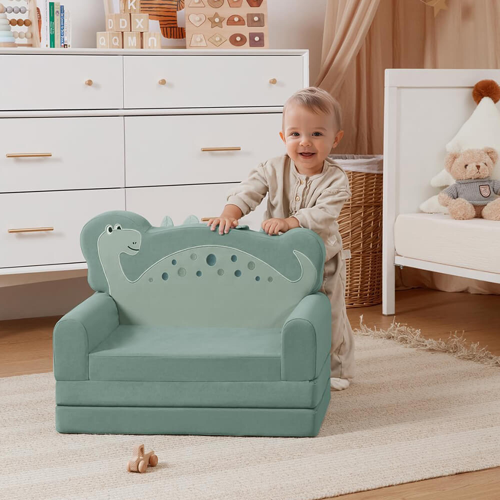2-in-1 Toddler Chair Comfy, Convertible Sofa to Lounger, Kids Furniture for Playroom, Gift for Birthday, Children's Day