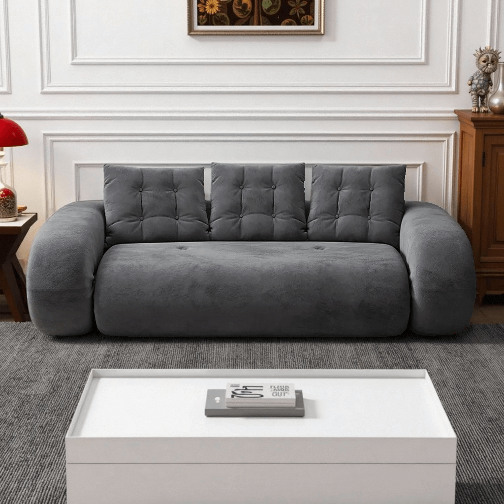 Foldable Boneless Sofa Bed,  Folding Floor Couch, Compressed Convertable Sleeper Sofa, Memory Foam Couch with Pillow