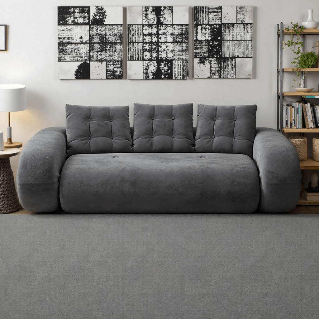 Foldable Boneless Sofa Bed,  Folding Floor Couch, Compressed Convertable Sleeper Sofa, Memory Foam Couch with Pillow