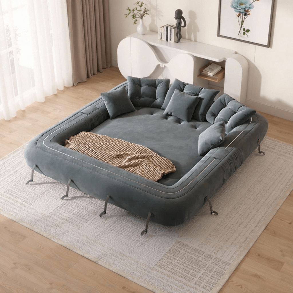 Foldable Boneless Sofa Bed,  Folding Floor Couch, Compressed Convertable Sleeper Sofa, Memory Foam Couch with Pillow