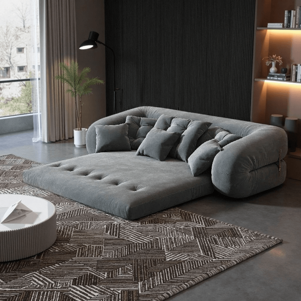 Foldable Boneless Sofa Bed,  Folding Floor Couch, Compressed Convertable Sleeper Sofa, Memory Foam Couch with Pillow