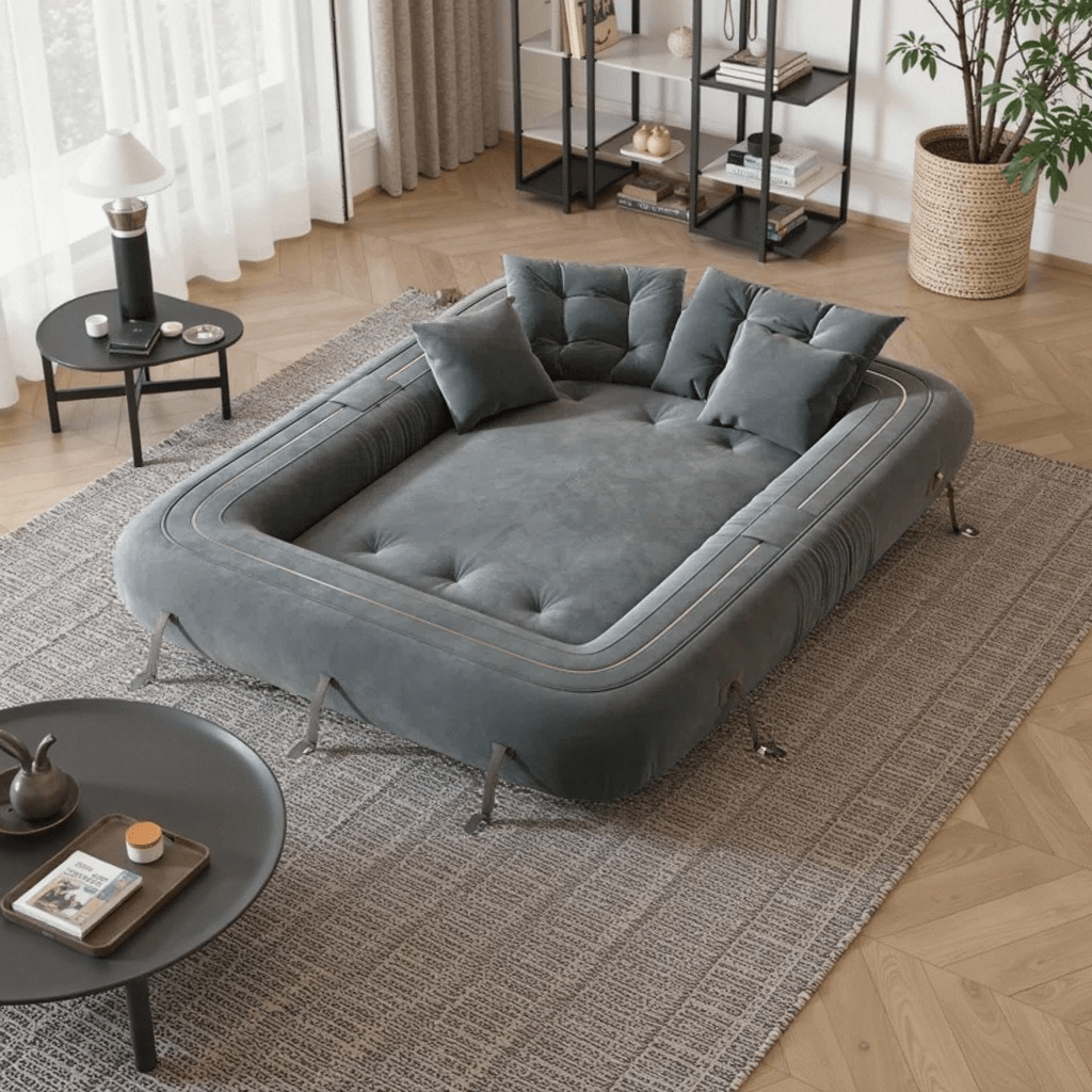 Foldable Boneless Sofa Bed,  Folding Floor Couch, Compressed Convertable Sleeper Sofa, Memory Foam Couch with Pillow