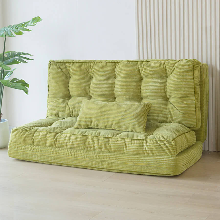 Adjustable Floor Sofa Bed, Foldable Lazy Sofa Sleeper with 6 Position Backrest & 2 Pillows