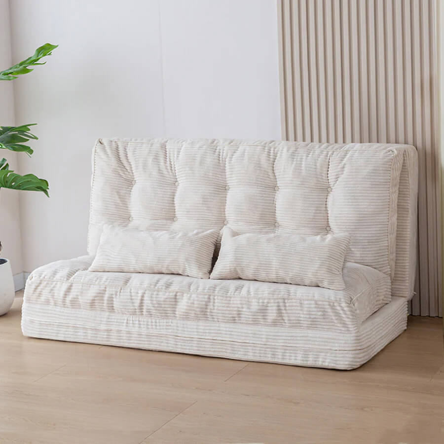 Adjustable Floor Sofa Bed, Foldable Lazy Sofa Sleeper with 6 Position Backrest & 2 Pillows