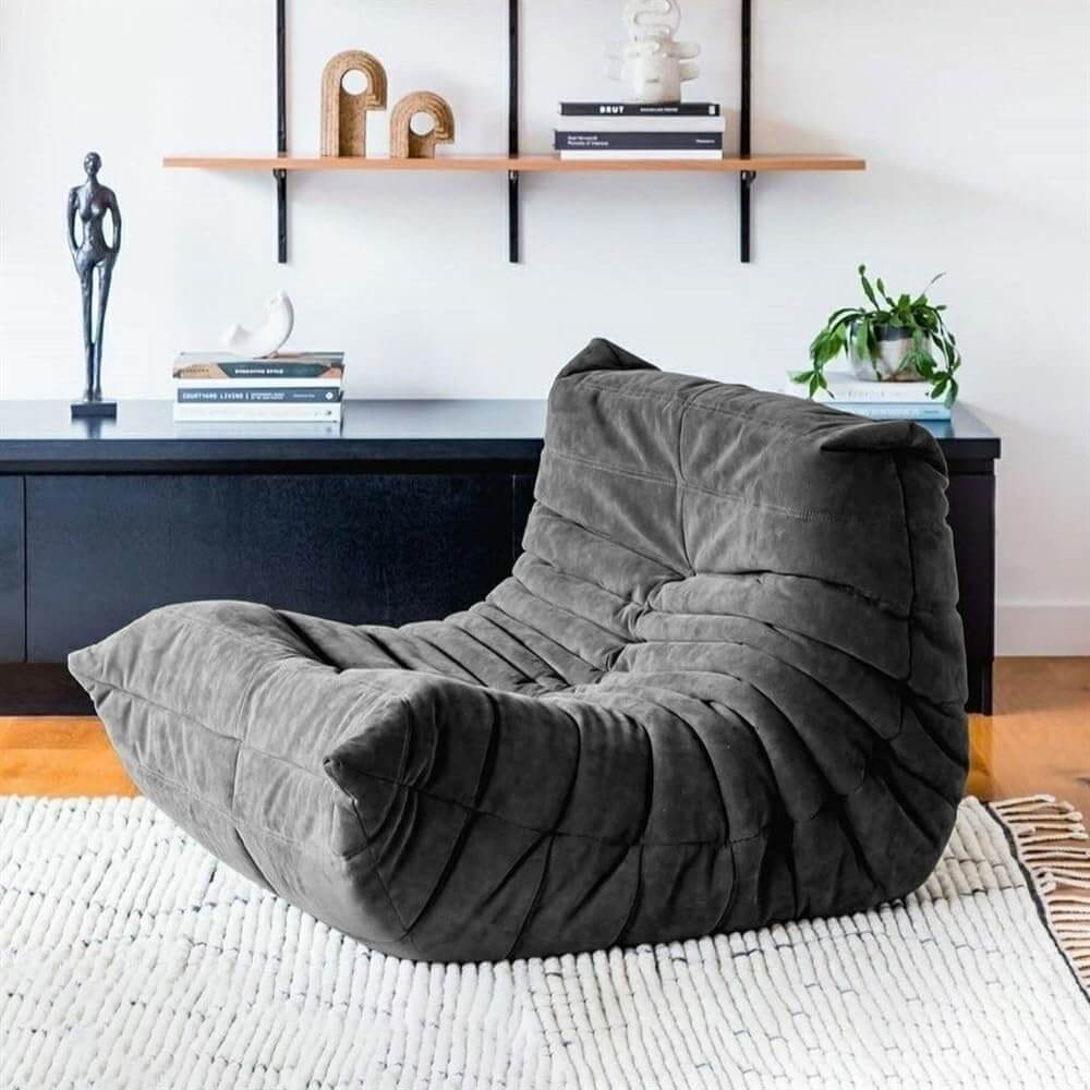 Modern Lounge Bean Bag Chair，Oversized Chaise Lounge for Living Room, No Assembly Required